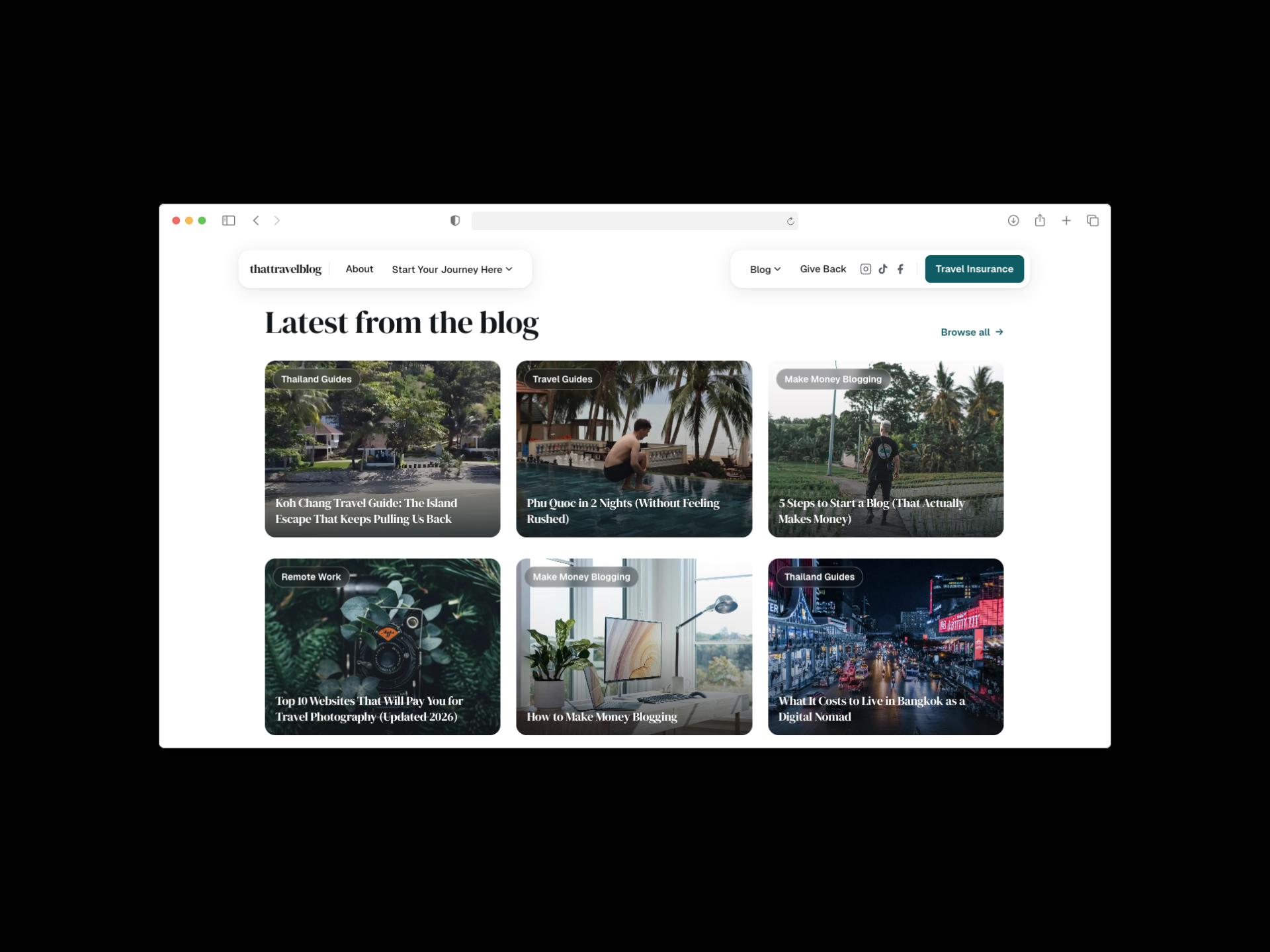 That Travel Blog blog post grid