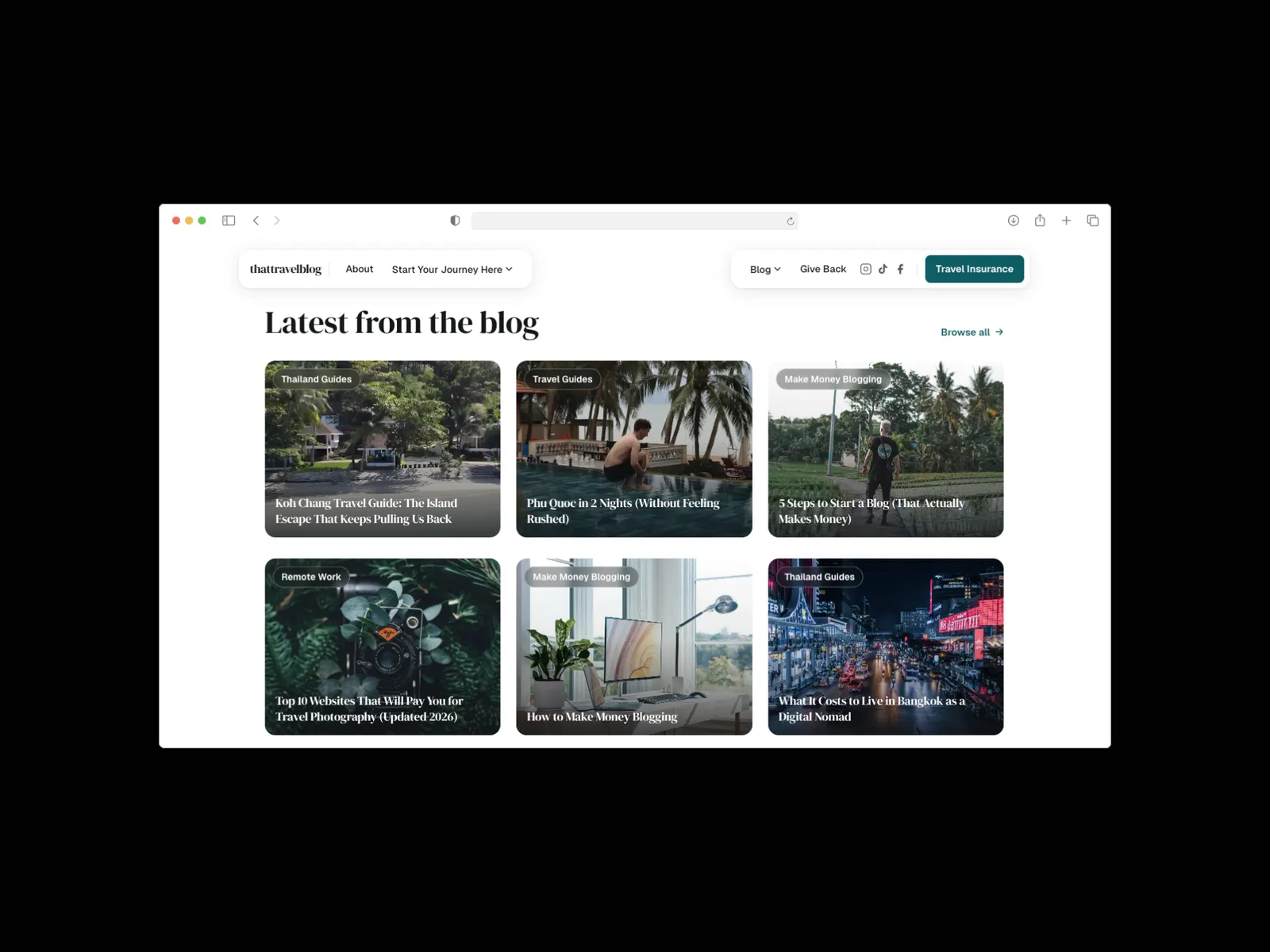 That Travel Blog blog post grid