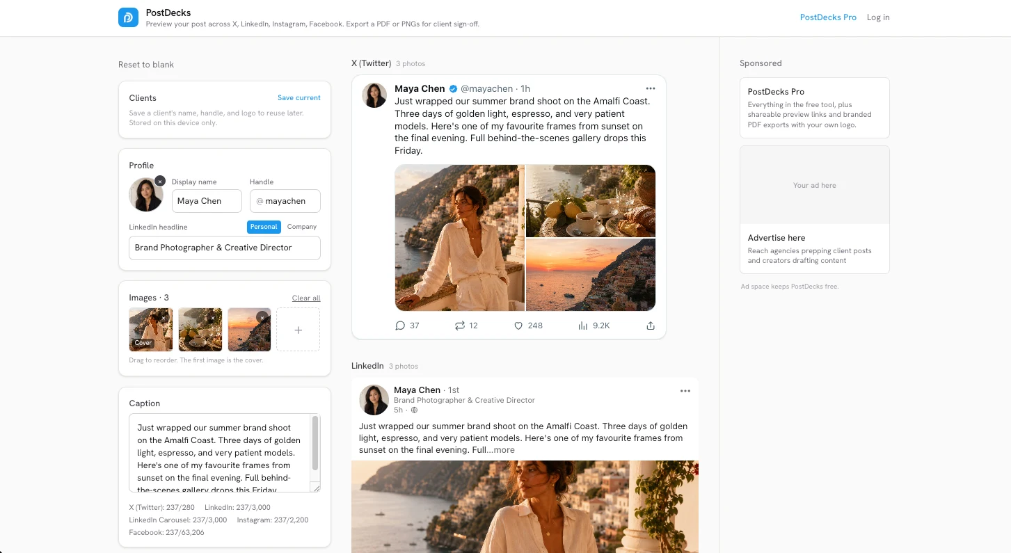 PostDecks website